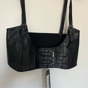 Faux leather black harness corset belt